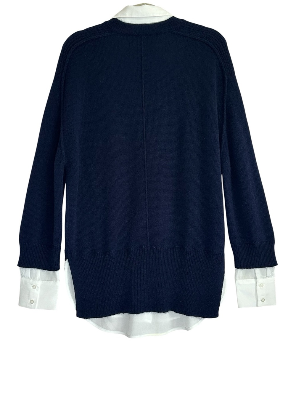 Brochu Walker Looker Layer Cashmere Blend Navy Sweater Minimalist Med - Picture 5 of 11
